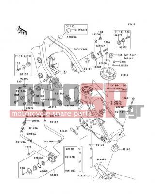 KAWASAKI - KLX®250S 2010 -  - Fuel Tank - 92170-1834 - CLAMP,TUBE