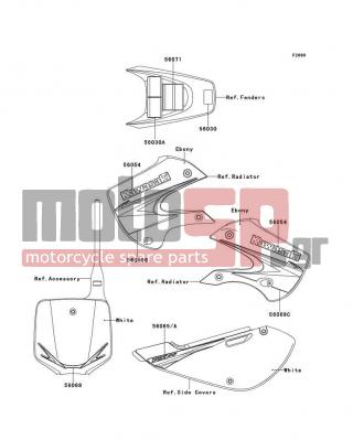 KAWASAKI - KX65 (CANADA ONLY) 2010 - Body Parts - Labels(AAF) - 56069-0020 - PATTERN,SIDE COVER,RH