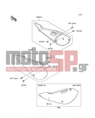 KAWASAKI - KX65 (CANADA ONLY) 2010 - Body Parts - Side Covers - 36001-1639-266 - COVER-SIDE,LH,B.WHITE