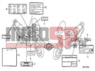 HONDA - XL1000VA (ED)-ABS Varadero 2009 - Body Parts - CAUTION LABELS - 87508-MK6-670 - LABEL, CHAIN ADJUSTER