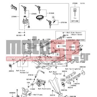 KAWASAKI - NINJA® 250R 2010 -  - Ignition Switch/Locks/Reflectors - 11055-1092 - BRACKET,REFLECTOR
