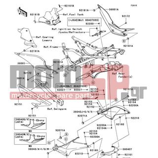 KAWASAKI - NINJA® 250R 2010 - Body Parts - Side Covers/Chain Cover - 36001-0114-6Z - COVER-SIDE,RH,F.BLACK