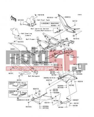 KAWASAKI - NINJA® 250R 2010 - Body Parts - Side Covers/Chain Cover - 36001-0114-6Z - COVER-SIDE,RH,F.BLACK