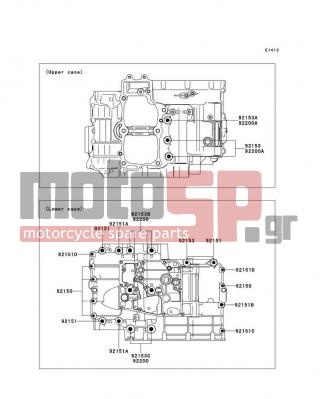 KAWASAKI - NINJA® 650R 2010 - Engine/Transmission - Crankcase Bolt Pattern - 92151-1465 - BOLT,6X45