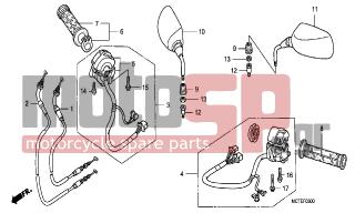 HONDA - FJS400D (ED) Silver Wing 2006 - Frame - SWITCH/CABLE - 88130-MB6-620 - COVER, LOCK NUT