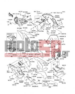KAWASAKI - NINJA® ZX™-14 2010 - Body Parts - Cowling Lowers(CAF/CAFA) - 39156-0151 - PAD,CNT COWLING,LH