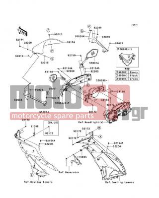 KAWASAKI - NINJA® ZX™-6R 2010 - Body Parts - Cowling - 11055-1278 - BRACKET,INNER COWLING