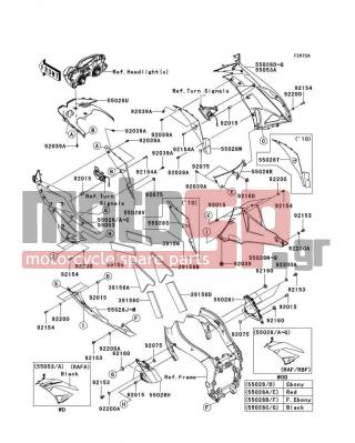 KAWASAKI - NINJA® ZX™-6R 2010 - Body Parts - Cowling Lowers(RAF-RBF) - 39156-0474 - PAD,COWLING,LWR,LH