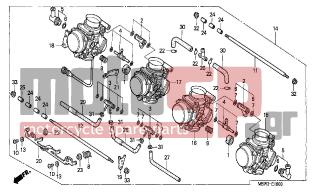 HONDA - CBR600F (ED) 1999 - Engine/Transmission - CARBURETOR (ASSY.) - 16121-MBW-601 - PLATE, STAY