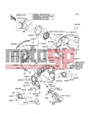 KAWASAKI - CANADA ONLY 2009 - Body Parts - Cowling(A9F-AAF) - 14091-0948 - COVER,HEAD LAMP