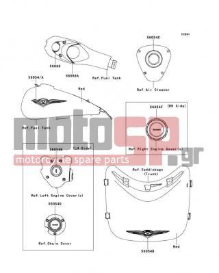 KAWASAKI - CANADA ONLY 2009 - Body Parts - Decals(Red)(A9F) - 56054-0303 - MARK,AIR CLEANER COVER