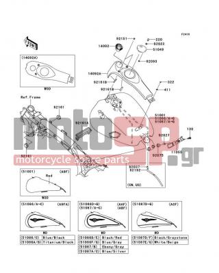 KAWASAKI - CANADA ONLY 2009 -  - Fuel Tank - 92037-147 - CLAMP,TUBE