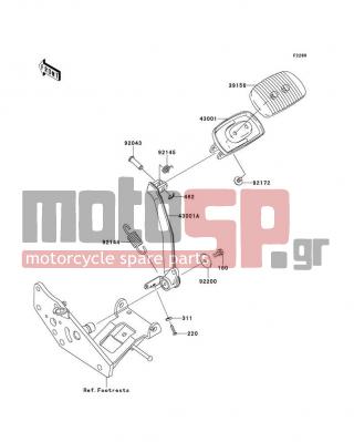 KAWASAKI - CANADA ONLY 2009 -  - Brake Pedal/Torque Link - 39156-0045 - PAD,BRAKE PEDAL