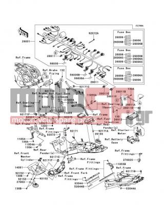 KAWASAKI - CONCOURS 14 ABS 2009 -  - Chassis Electrical Equipment(A9F) - 11054-1133 - BRACKET,SUB FRAME,RR