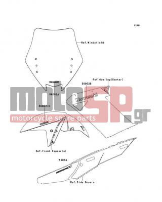 KAWASAKI - CONCOURS 14 ABS 2009 - Εξωτερικά Μέρη - Decals - 56052-0869 - MARK,FR FENDER,ABS