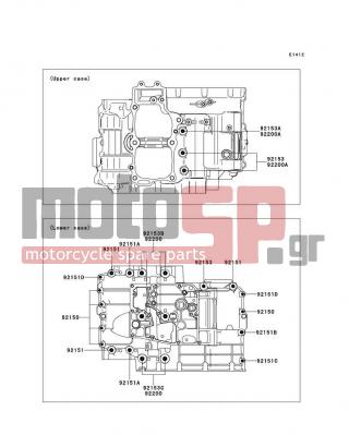 KAWASAKI - ER-6N (EUROPEAN) 2009 - Κινητήρας/Κιβώτιο Ταχυτήτων - Crankcase Bolt Pattern - 92153-1449 - BOLT,FLANGED,9X113