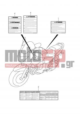 SUZUKI - GSF1250A (E2) 2008 - Body Parts - LABEL (MODEL L0) - 68922-29F50-000 - LABEL, SCREEN (SPANISH)