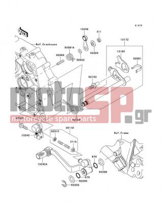 KAWASAKI - KLX®140 2009 - Engine/Transmission - Gear Change Mechanism - 92144-1345 - SPRING,CHANGE PEDAL RETURN