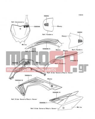 KAWASAKI - KLX®140 2009 - Body Parts - Decals(Ebony)(A9FA) - 56068-1667 - PATTERN,SIDE COVER,LWR,LH