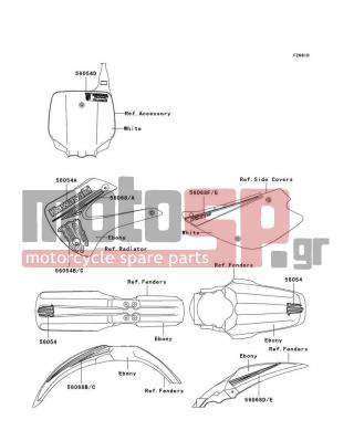 KAWASAKI - KX85 2009 - Body Parts - Decals(Ebony)(A9FA) - 56054-0367 - MARK,FENDER