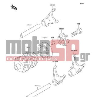 KAWASAKI - KX85 2009 - Engine/Transmission - Gear Change Drum/Shift Fork(s) - 13091-1390 - HOLDER,CHANGE DRUM