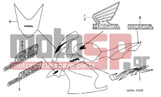 HONDA - VFR800 (ED) 2006 - Body Parts - MARK(1) - 77213-MCW-H00ZA - MARK, RR. SEAT COWL *TYPE1*