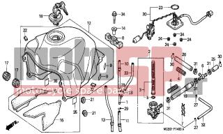 HONDA - XL650V (ED) TransAlp 2000 - Body Parts - FUEL TANK - 17542-MCB-610 - SEAT, FUEL TANK R. SIDE SILENCER