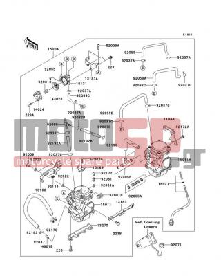KAWASAKI - NINJA® 250R 2009 - Κινητήρας/Κιβώτιο Ταχυτήτων - Carburetor - 13183-1029 - PLATE,CARBURETOR STAY,UPP