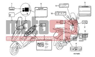 HONDA - FES150 (ED) 2004 - Body Parts - CAUTION LABEL (FES1253- 5)(FES1503-5) - 87586-KGF-900 - LABEL, FUEL