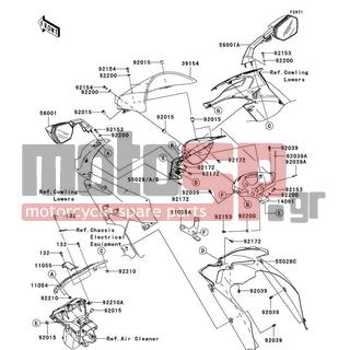 KAWASAKI - NINJA® ZX™-10R 2009 - Body Parts - Cowling - 56001-0102 - MIRROR-ASSY,LH