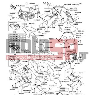 KAWASAKI - NINJA® ZX™-14 2009 - Body Parts - Cowling Lowers - 11054-0722 - BRACKET,CNT COWLING,FR,LH