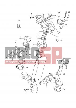 SUZUKI - SV650 (E2) 2008 - Frame - STEERING STEM (SV650K8/UK8/AK8/UAK8/K9/UK9/AK9/UAK9) - 51553-38C00-000 - DAMPER, HEADLAMP HSG BRACKET