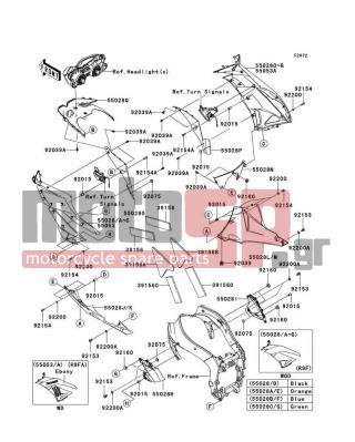 KAWASAKI - NINJA® ZX™-6R 2009 - Body Parts - Cowling Lowers(R9F/R9FA) - 55028-0256-H8 - COWLING,LWR,LH,EBONY