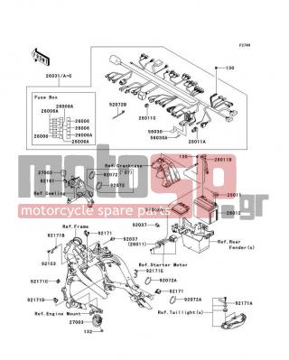 KAWASAKI - VERSYS® (EUROPEAN) 2009 -  - Chassis Electrical Equipment - 26011-0073 - WIRE-LEAD,BATTERY(+)