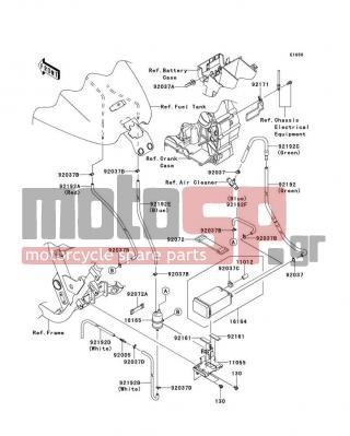 KAWASAKI - VULCAN 1700 VOYAGER ABS 2009 - Body Parts - Fuel Evaporative System(CA) - 92037-1512 - CLAMP,CANISTER
