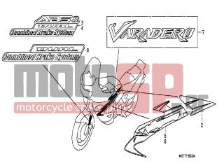 HONDA - XL1000VA (ED)-ABS Varadero 2009 - Body Parts - MARK / STRIPE - 64331-MBT-C40ZA - STRIPE, R. MIDDLE COWL *TYPE1*