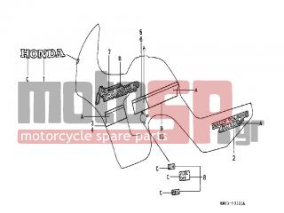 HONDA - XL600V (IT) TransAlp 1990 - Body Parts - STRIPE / MARK (XL600VK/VL) - 87134-MS6-620ZB - STRIPE, R. SIDE COWL (1)(###) *TYPE2*