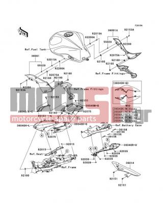 KAWASAKI - Z1000 (EUROPEAN) 2009 - Body Parts - Side Covers/Chain Cover(B8F/B9F) - 36040-0071-17M - COVER-TAIL,SIDE,LH,SILVER