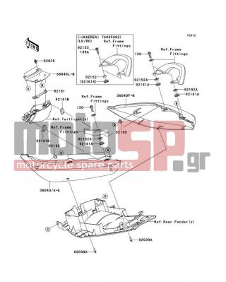 KAWASAKI - ER-6N (AUSTRALIAN) 2008 - Body Parts - Seat Cover - 36040-0038-15D - COVER-TAIL,RH,C.P.BLUE