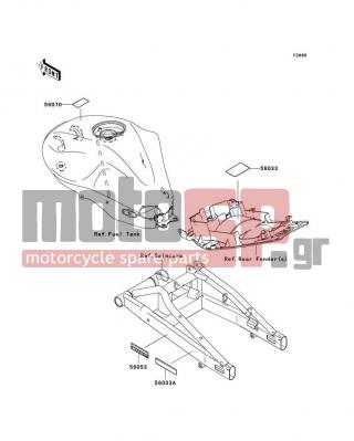 KAWASAKI - ER-6N (EUROPEAN) 2008 - Body Parts - Labels - 56053-0172 - LABEL-SPECIFICATION,TIRE&LOAD