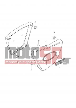 SUZUKI - GN125E X (E2) 1999 - Εξωτερικά Μέρη - FRAME COVER (MODEL K1) - 47211-05301-19A - COVER, FRAME LH (RED)