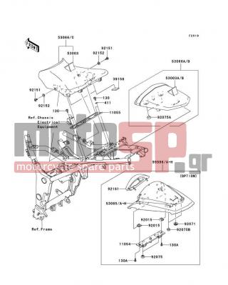 KAWASAKI - NINJA® 250R 2008 - Body Parts - Seat - 53003-0132-MA - LEATHER,REAR SEAT,BLACK