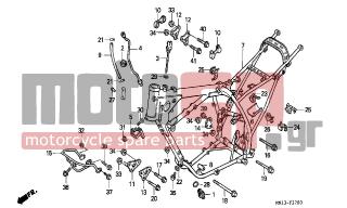 HONDA - XR600R (ED) 1997 - Frame - FRAME BODY - 50224-MN1-670 - PLATE, R. RR. ENGINE HANGER UPPER
