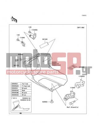 KAWASAKI - NINJA® 500R 2008 - Body Parts - Cowling Lowers - 92022-1654 - WASHER,6.5X16X1.0