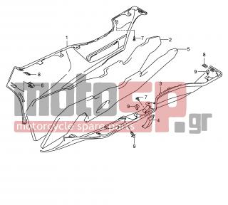 SUZUKI - AN650 (E2) Burgman 2004 - Body Parts - SIDE LEG SHIELD (MODEL K5) - 48183-10G00-000 - COVER, LEG SHIELD LH