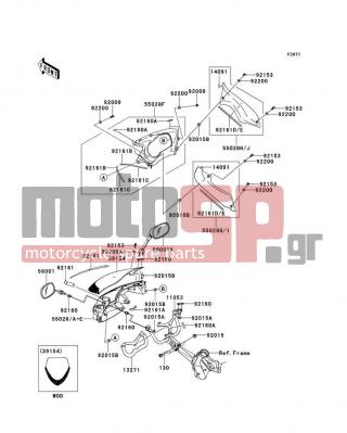 KAWASAKI - NINJA® 650R 2008 - Body Parts - Cowling(Upper) - 56001-0043 - MIRROR-ASSY,LH