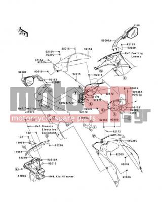KAWASAKI - NINJA® ZX™-10R 2008 - Body Parts - Cowling - 11054-1905 - BRACKET,MIRROR&METER STAY