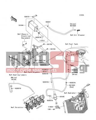 KAWASAKI - NINJA® ZX™-6R 2008 - Body Parts - Fuel Evaporative System(P8F/P8FA)(CA) - 92192-0278 - TUBE,SEP.-THROBO,WHITE
