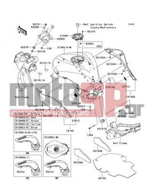 KAWASAKI - NINJA® ZX™-6R 2008 -  - Fuel Tank - 51085-5143-789 - TANK-COMP-FUEL,V.YELLOW