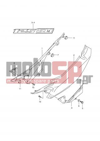 SUZUKI - DR125SM (E2) 2009 - Body Parts - FRAME COVER - 68141-24H00-DBV - EMBLEM, LH